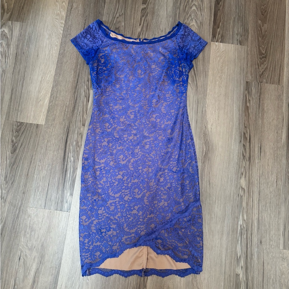 Bisou Bisou Royal Blue Lace Midi Dress